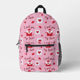 Romantische Roze Valentijnsdag Liefdesbriefjes & H Bedrukte Rugzak