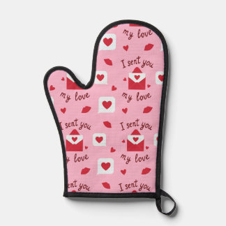 Romantische roze valentijnsdag liefdesbriefjes & h ovenwant