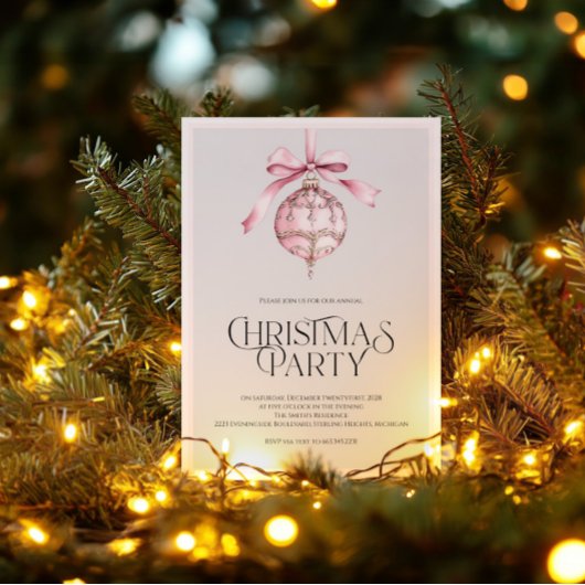 Romantische Roze Versiering Kerstfeest Uitnodiging