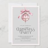 Romantische Roze Versiering Kerstfeest Uitnodiging (Voorkant)