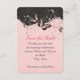 Romantische Roze Vlinder Swirls Bewaar de datum Save The Date
