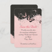 Romantische Roze Vlinder Swirls Bewaar de datum Save The Date (Voorkant / Achterkant)