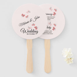 Romantische Roze Vlinders Tuin Trouwceremonie Handwaaier