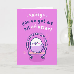Romantische Roze Vogel Woordgrap Fun Valentijnsdag Kaart
