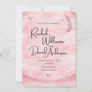 Romantische Roze Watercolor Trouwuitnodiging  Kaart