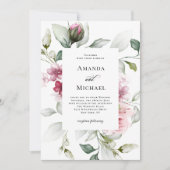 Romantische roze Waterverf bloemenbruiloft Kaart (Voorkant)