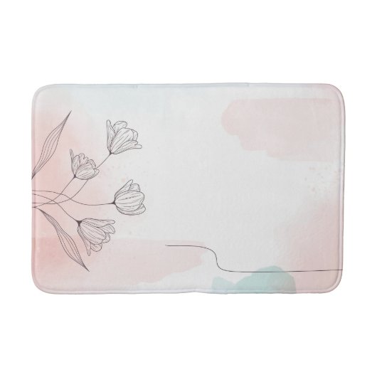 Romantische Roze Waterverf Floral Badmat (Voorkant)