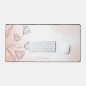 Romantische Roze Waterverf Floral Bureaumat (Keyboard & Muis)