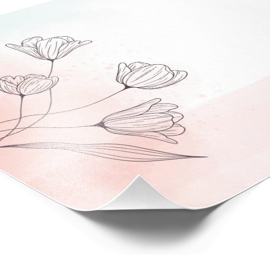 Romantische Roze Waterverf Floral Foto Afdruk (Hoek)