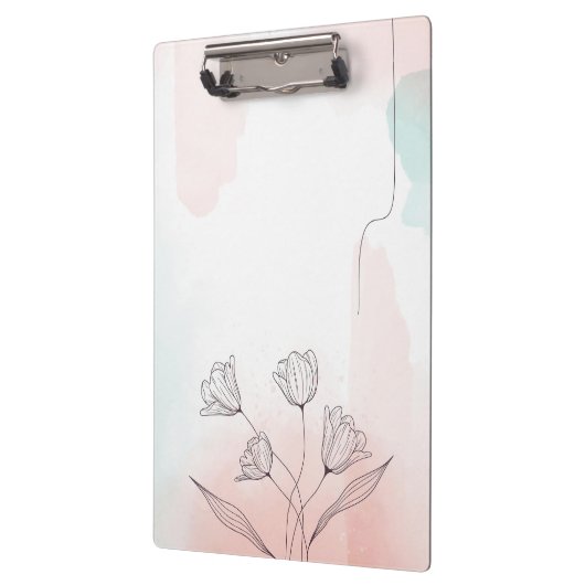 Romantische Roze Waterverf Floral Klembord (Links)