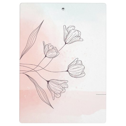 Romantische Roze Waterverf Floral Klembord (Achterkant)