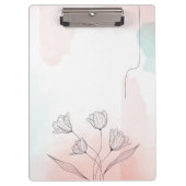 Romantische Roze Waterverf Floral Klembord (Voorkant)