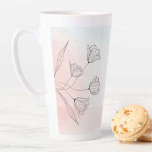 Romantische Roze Waterverf Floral Latte Mok