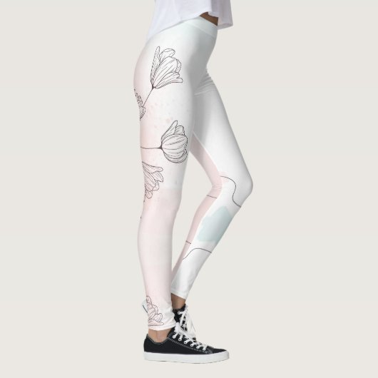 Romantische Roze Waterverf Floral Leggings (Rechts)