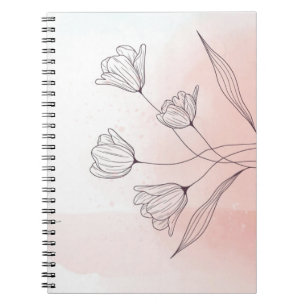 Romantische Roze Waterverf Floral Notitieboek
