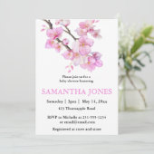 Romantische roze waterverf kersenbloesems kaart (Staand voorkant)