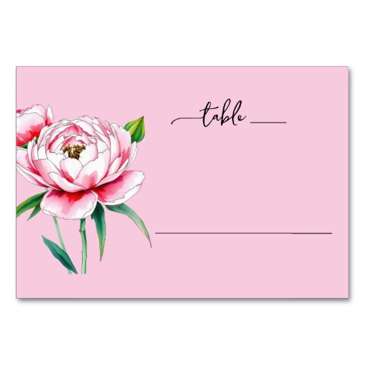 Romantische Roze Waterverf Pioen Kaart (Voorkant)