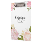 Romantische Roze Waterverf Pioenen Floral Klembord (Links)