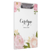 Romantische Roze Waterverf Pioenen Floral Klembord (Rechts)