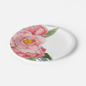 Romantische Roze Waterverf Pioenen Floral Papieren Bordje (Gekanteld)