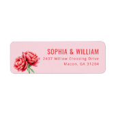 Romantische Roze Waterverf Pioenrozen Etiket (Voorkant)