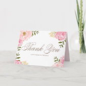 Romantische roze Waterverf ponden en Rozen bruilof Bedankkaart (Voorkant)