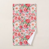 Romantische Roze Waterverf Rozen Bad Handdoek (Handdoek)