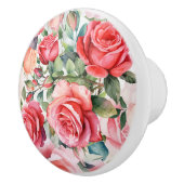 Romantische Roze Waterverf Rozen Keramische Knop (Rechts)
