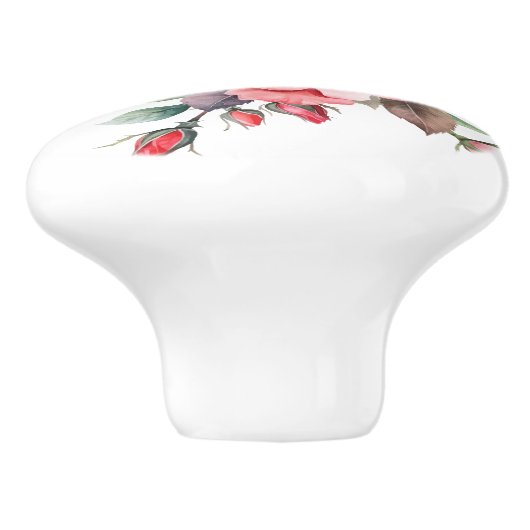 Romantische Roze Waterverf Rozen Keramische Knop (Zijkant)