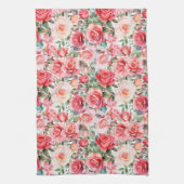 Romantische Roze Waterverf Rozen Theedoek (Verticaal)