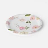 Romantische Roze Waterverf Tuin Bloemen Papieren Bordje (Gekanteld)