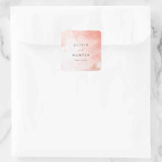 Romantische Roze Waterverf Vierkante Sticker (Tas)