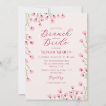 Romantische Roze Wilde Bloemen Brunch Bruidsuitnod