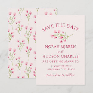 Romantische Roze Wilde Bloemen Kleine Bruiloft Save The Date