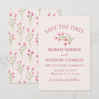 Romantische Roze Wilde Bloemen Kleine Bruiloft Save The Date