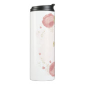 Romantische roze witte & gouden bloem thermosbeker (Gedraaid links)