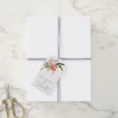 Romantische Roze & Witte Lelies Cadeaulabel (Met Touw)
