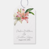 Romantische Roze & Witte Lelies Cadeaulabel (Achterkant)