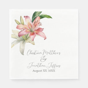 Romantische Roze & Witte Lelies Servet