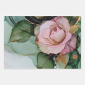 Romantische Roze Witte Roos Bloemrijke Bruidsdouch Inpakpapier Vel (Voorkant)