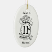 Romantische Rozen 11e elfde verjaardag van het huw Keramisch Ornament (Rechts)