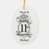 Romantische Rozen 11e elfde verjaardag van het huw Keramisch Ornament (Voorkant)