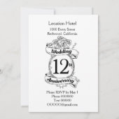 Romantische rozen 12DE twaalfde trouwdag Kaart (Achterkant)