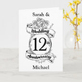 Romantische Rozen 12e herdenkingsdag twaalfde brui Kaart (Gele Bloem)