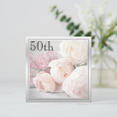 Romantische Rozen 50ste verjaardagsfeest Kaart (Staand voorkant)