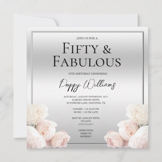 Romantische Rozen 50ste verjaardagsfeest Kaart (Achterkant)