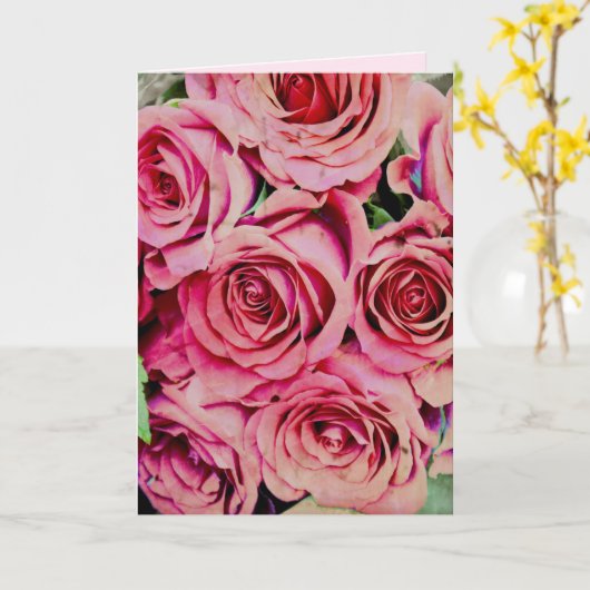 Romantische rozen aangepaste tekst huwelijksjubile kaart (Gele Bloem)