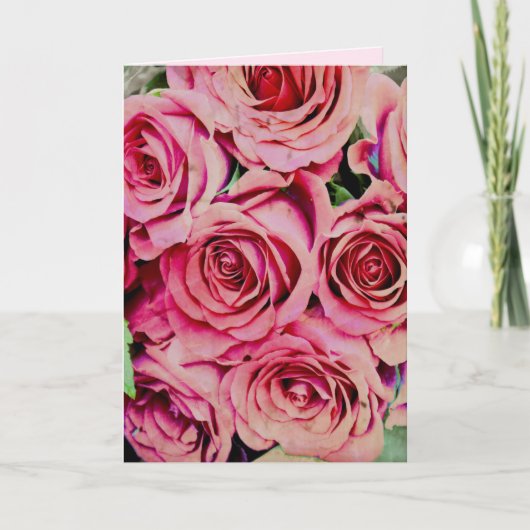 Romantische rozen aangepaste tekst trouwdag jubile kaart (Voorkant)