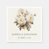 Romantische  Rozen Antiek Wit Bruiloft Servet (Voorkant)