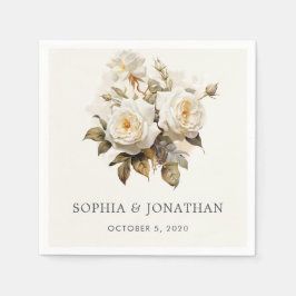 Romantische  Rozen Antiek Wit Bruiloft Servet